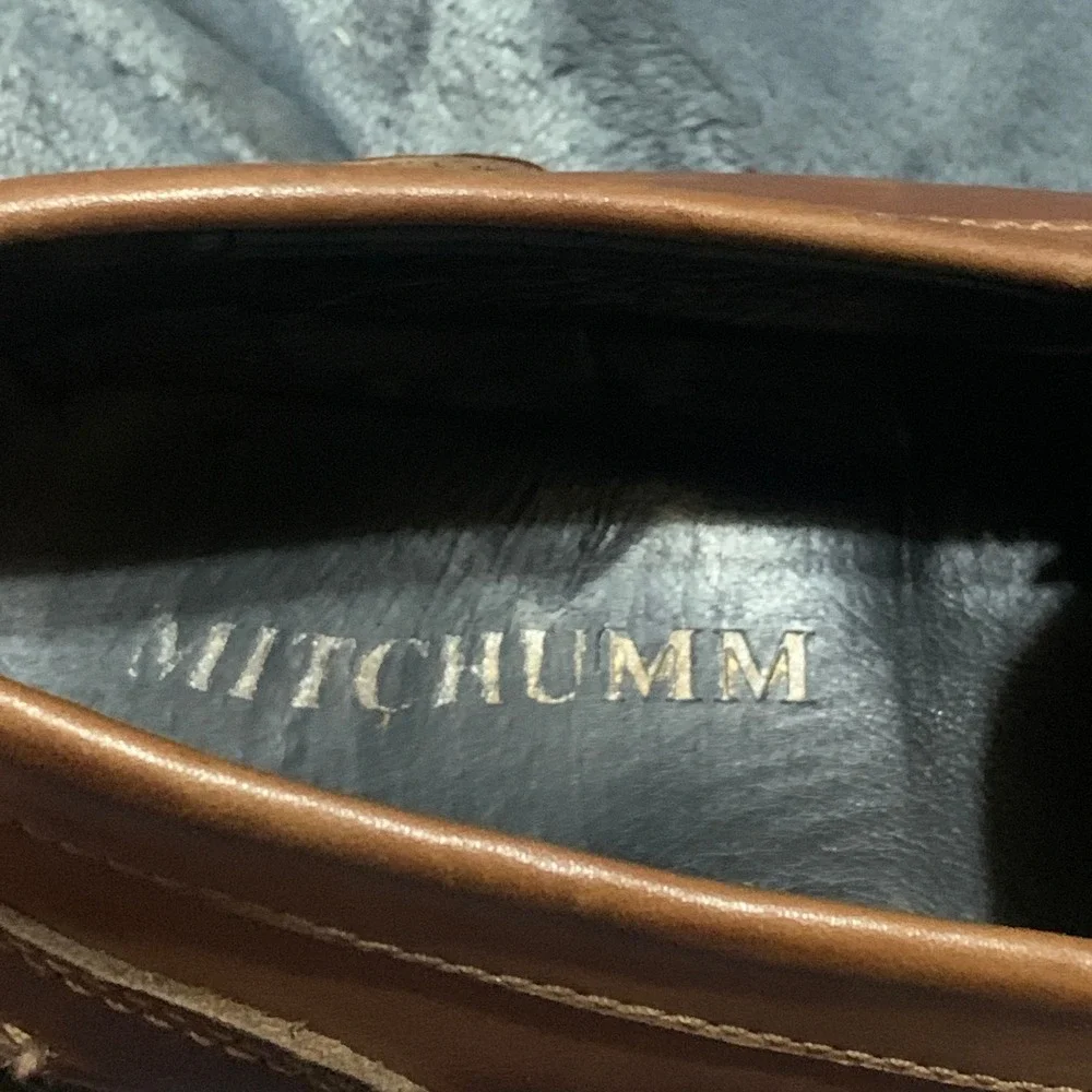 Mitchumm Mens Tan Leather Penny Loafers Made in Italy Size 42 Slip On Shoes